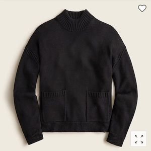Cotton-cashmere patch-pocket mockneck sweater